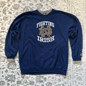STARTER Navy Notre Dame Fighting Irish Crewneck Sweater